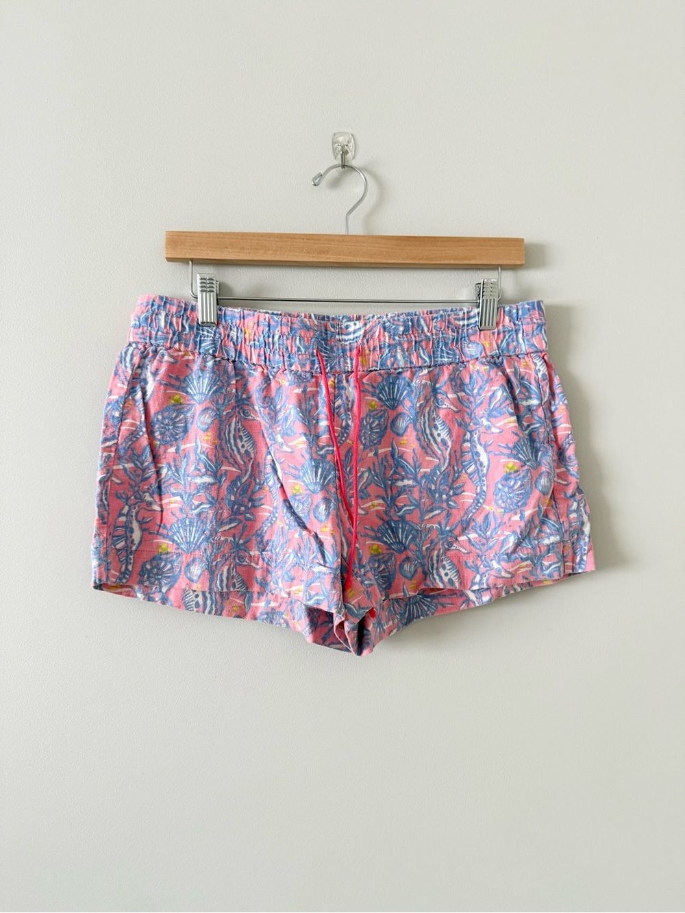 Vineyard Vines Pink Floral Print Cotton Linen Blend Drawstring Shorts Size S
